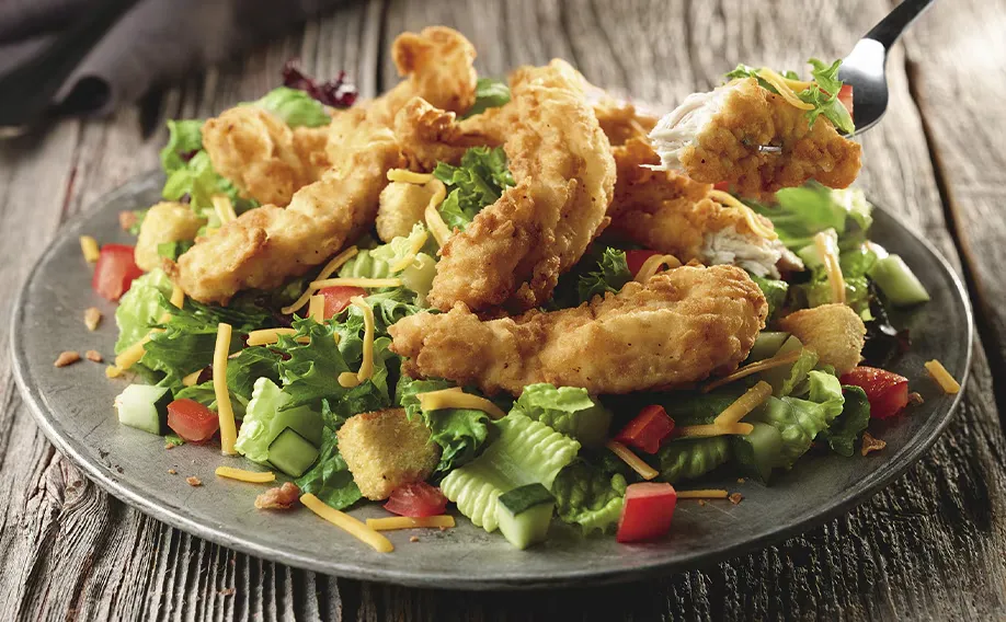 Longhorn Menu With Prices 2026 28 Farm Fresh Field Greens with Crispy Chicken Tenders